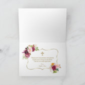 水彩バーガンディサフラン花金ゴールドバプテスマ サンキューカード (内部)