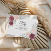 水彩バーガンディバラフローラウェディングRSVPカード 出欠カード