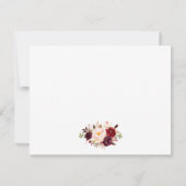 水彩バーガンディパーソナライズされたフローラ ノートカード (裏面)