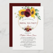 水彩バーガンディヒマワリブライダル茶パーティー 招待状 (正面/裏面)