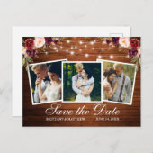 水彩バーガンディフローラウッドライト3写真 ポストカード (正面/裏面)