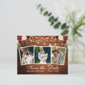 水彩バーガンディフローラウッドライト3写真 ポストカード (スタンド正面)