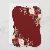 水彩バーガンディマサラ フラワーランタンのウェディング 招待状 (裏面)