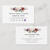 水彩バーガンディーピンクの花プロフェッショナル ロイヤリティカード (正面/裏面)