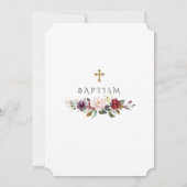 水彩バーガンディーピンクフローラフレームバプテスマ 招待状 (裏面)