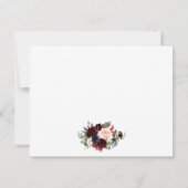 水彩バーガンディーピンクフローラ金ゴールド パーソナライズされた ノートカード (裏面)