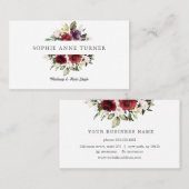 水彩バーガンディーピンクプラムフローラ枠 名刺 (正面/裏面)