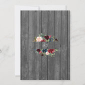 水彩バーガンディーフラワーズウッドブライダルティーパーティー 招待状 (裏面)