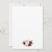 水彩バーガンディーフラワーリングゴールドウェディング 招待状 (裏面)