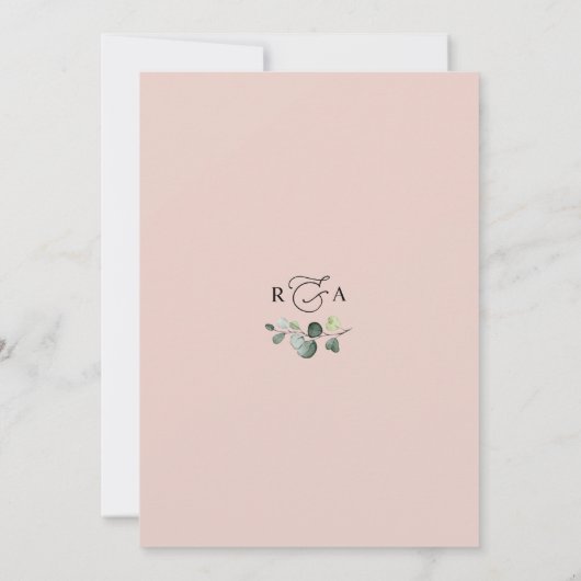 水彩バーガンディーブラッシュフラワーの結婚式 招待状 (裏面)