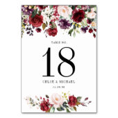 水彩バーガンディーレッドピンクパーソナライズされた色 テーブルナンバー (裏面)