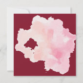 水彩バーガンディーレッド赤面ピンクフローラ結婚ズ 招待状 (裏面)