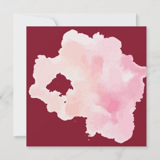 水彩バーガンディーレッド赤面ピンクフローラ結婚ズ 招待状 (裏面)