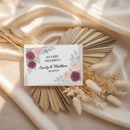 水彩バーガンディーローズの結婚式お礼カード