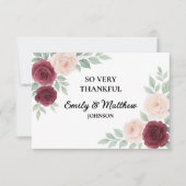 水彩バーガンディーローズの結婚式お礼カード (正面)