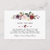 水彩バーガンディ赤面フローラベビーシャワー エンクロージャーカード (正面)