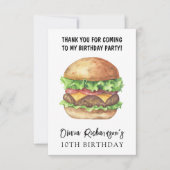 水彩バーガー パーティー 誕生日 お礼 サンキューカード (正面)