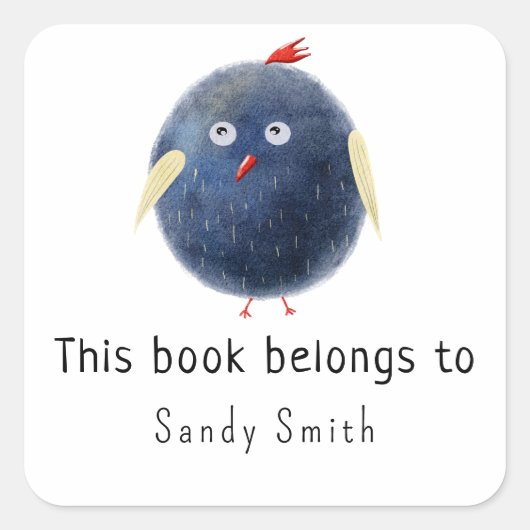 水彩バーディ – この本は次のものだ スクエアシール (正面)