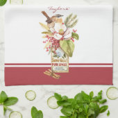 水彩バードマグノリア花キッチンタオル キッチンタオル (折り畳み)