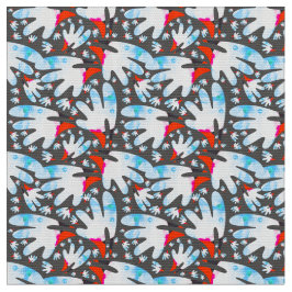 水彩バード顔- 鮮やか、カラフル抽象芸術 ファブリック