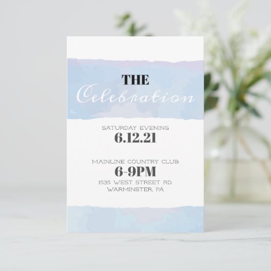 水彩バーバルミツワー返信披露宴カード 招待状 (スタンド正面)