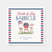 水彩バーベキュー国旗7月4日パーティー スタンダードカクテルナプキン (正面)