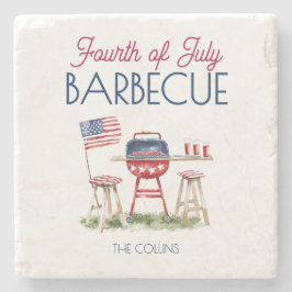 水彩バーベキュー国旗7月4日パーティー ストーンコースター