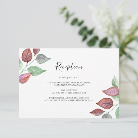 水彩バー絵を描グンディリーフウェディングレセプション エンクロージャーカード (スタンド正面)