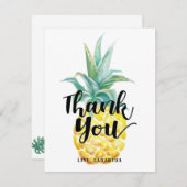 水彩パイナップルのフラットな感謝カード (正面/裏面)
