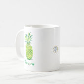 水彩パイナップルオリジナルアートボホイエロー コーヒーマグカップ (正面左)