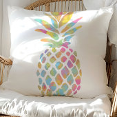 水彩パイナップルトロピカルレインボー クッション