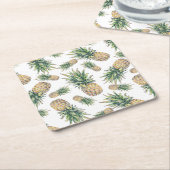 水彩パイナップルパターン スクエアペーパーコースター (アングル)