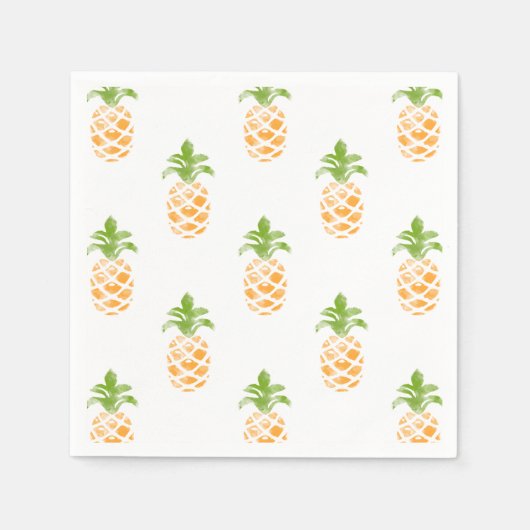 水彩パイナップルパターン スタンダードカクテルナプキン (正面)