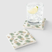 水彩パイナップルパターン ストーンコースター (横)