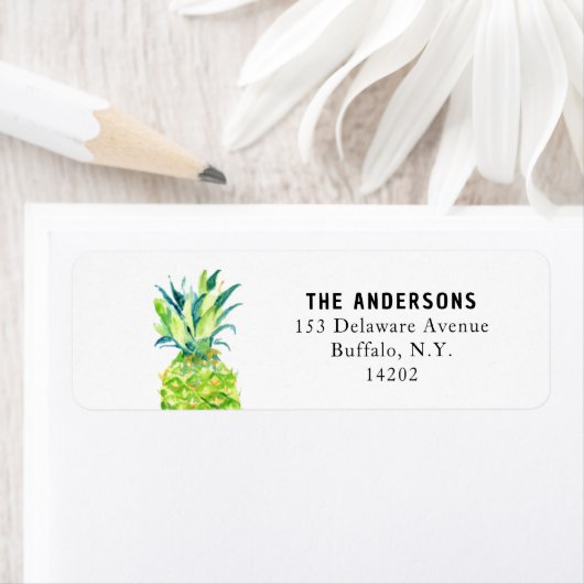 水彩パイナップルボエレガントホ差出人住所 ラベル (インサイチュ)