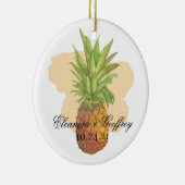 水彩パイナップル熱帯結婚夏の写真 セラミックオーナメント (右)