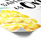 水彩パイナップル第1誕生日標識 ポスター (角)