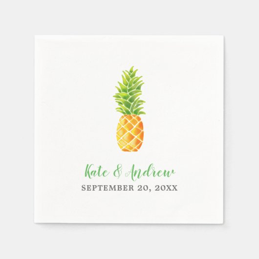 水彩パイナップル結婚ズ スタンダードカクテルナプキン (正面)