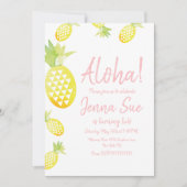 水彩パイナップル誕生日パーティーエイジルアウ(ハワイ式宴会)I 招待状 (正面)