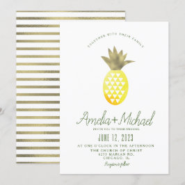 水彩パイナップル ピナ トロピック フェイク フォイル ウェディング 招待状
