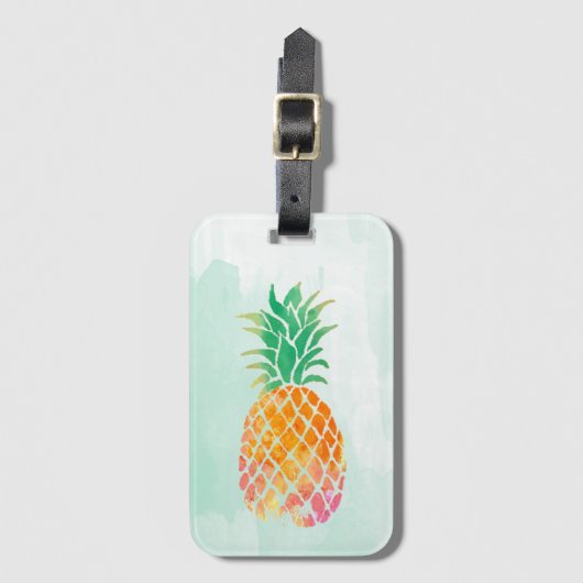 水彩パイナップル ラゲッジタグ (正面縦)