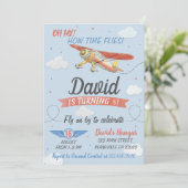 水彩パイロット及び飛行機誕生日招待状 招待状 (スタンド正面)