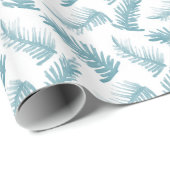 水彩パイングレー葉ブルーパターン ラッピングペーパー (ロールコーナー)