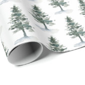 水彩パインコーンクリスマスツリーホリデー ラッピングペーパー (ロールコーナー)