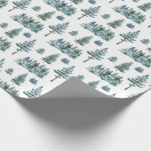 水彩パインコーンクリスマスツリーホリデー ラッピングペーパー (角)