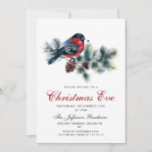 水彩パインコーンブランチクリスマスイヴパーティー 招待状 (正面)