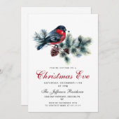 水彩パインコーンブランチクリスマスイヴパーティー 招待状 (正面/裏面)