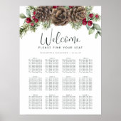 水彩パインコーン冬の結婚式のシーティングチャート ポスター (正面)