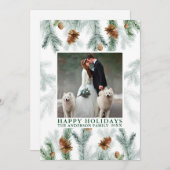 水彩パインコーン緑フォトグリーン シーズンカード (正面/裏面)