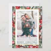 水彩パインズクリスマスオーナメントフォトグリーン シーズンカード (正面)